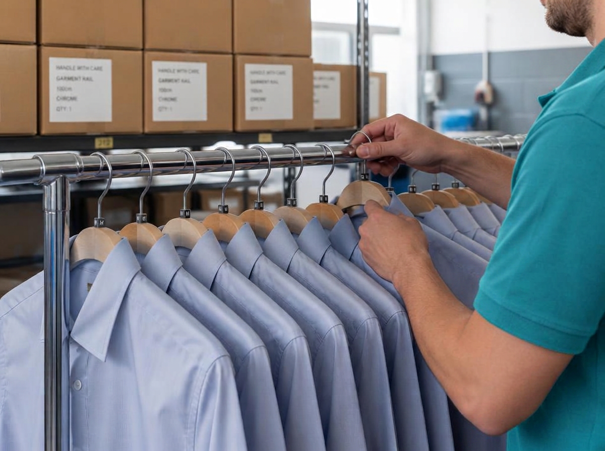 Prendas colocadas correctamente en perchas